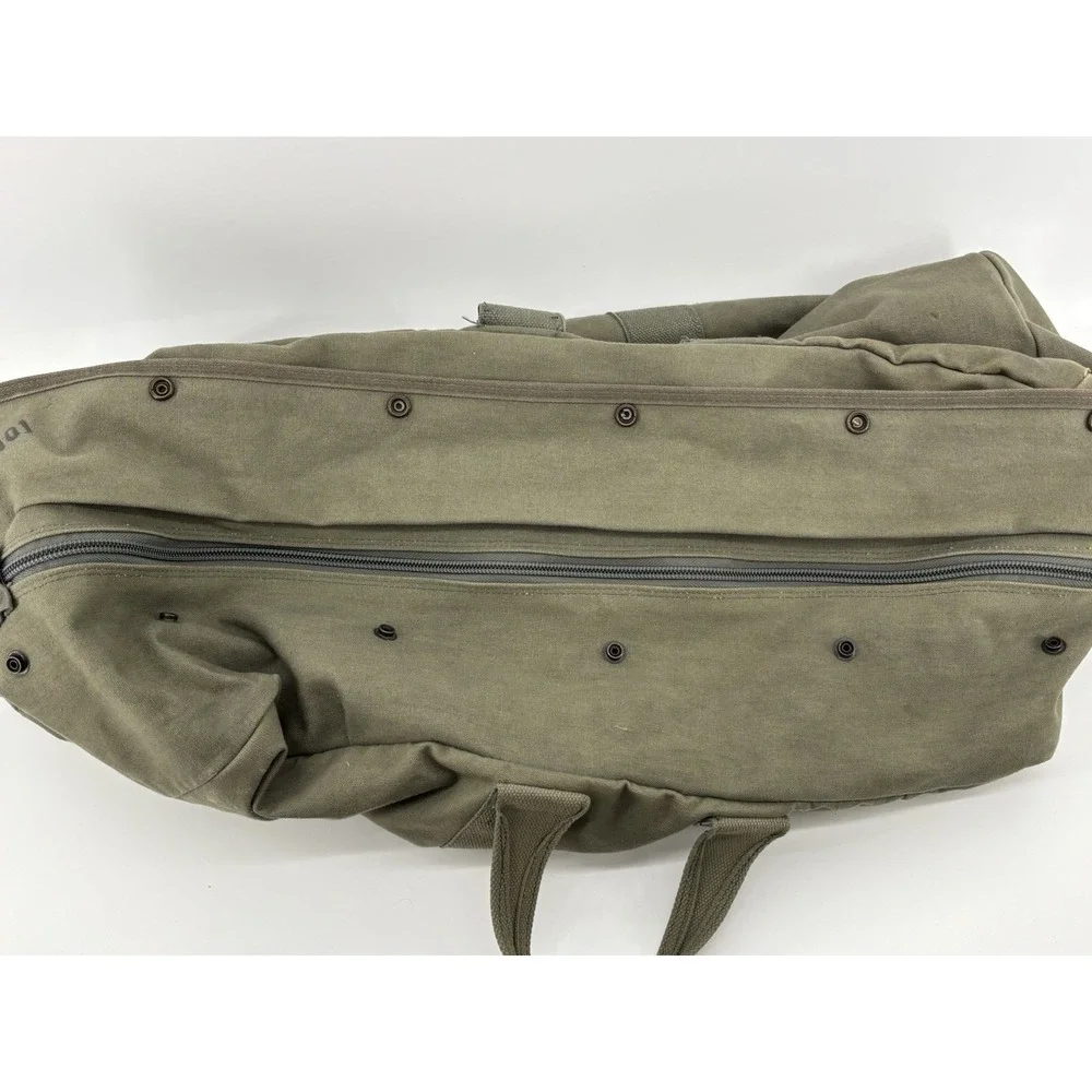 US Army Military Canvas Flyers Aviator Kit Bag Olive Green Double Strap 1980s